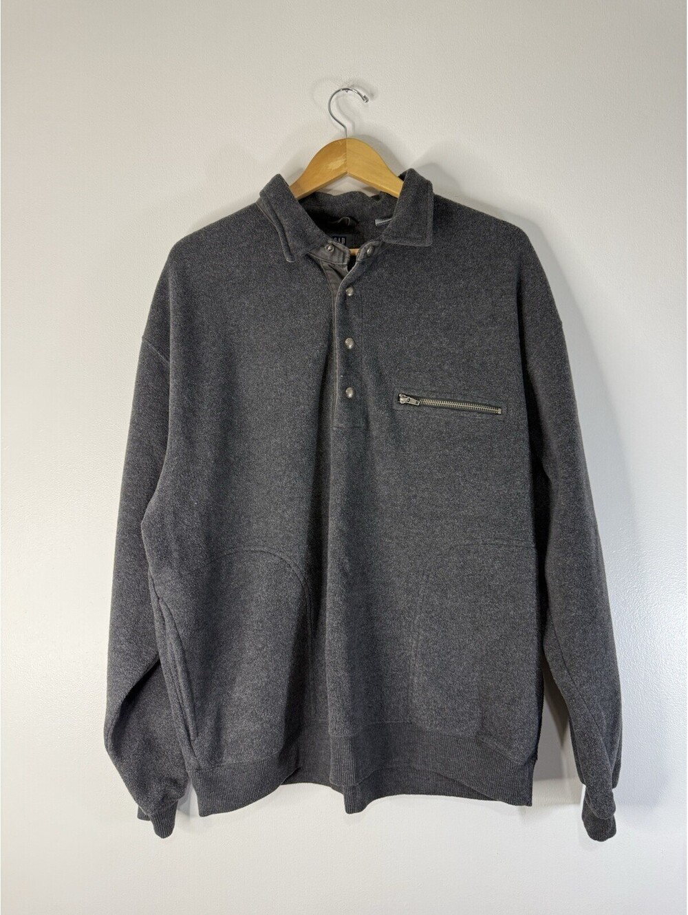 Gray Gap 1/4 Men’s Fuzzy Button Sweater Size XL Long Sleeve